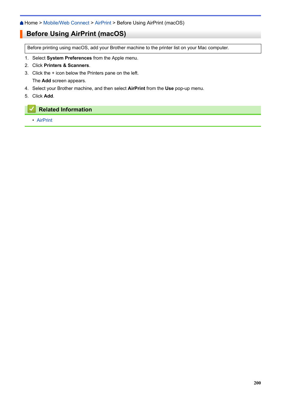 Before using airprint (macos) | Brother HL-L3230CDW Wireless Compact Printer User Manual | Page 205 / 357