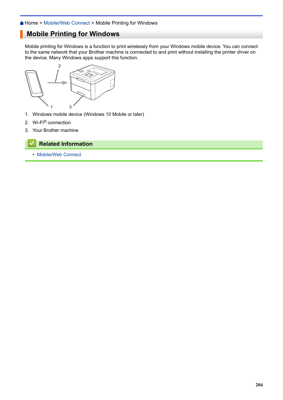 Mobile printing for windows | Brother HL-L3230CDW Wireless Compact Printer User Manual | Page 209 / 357
