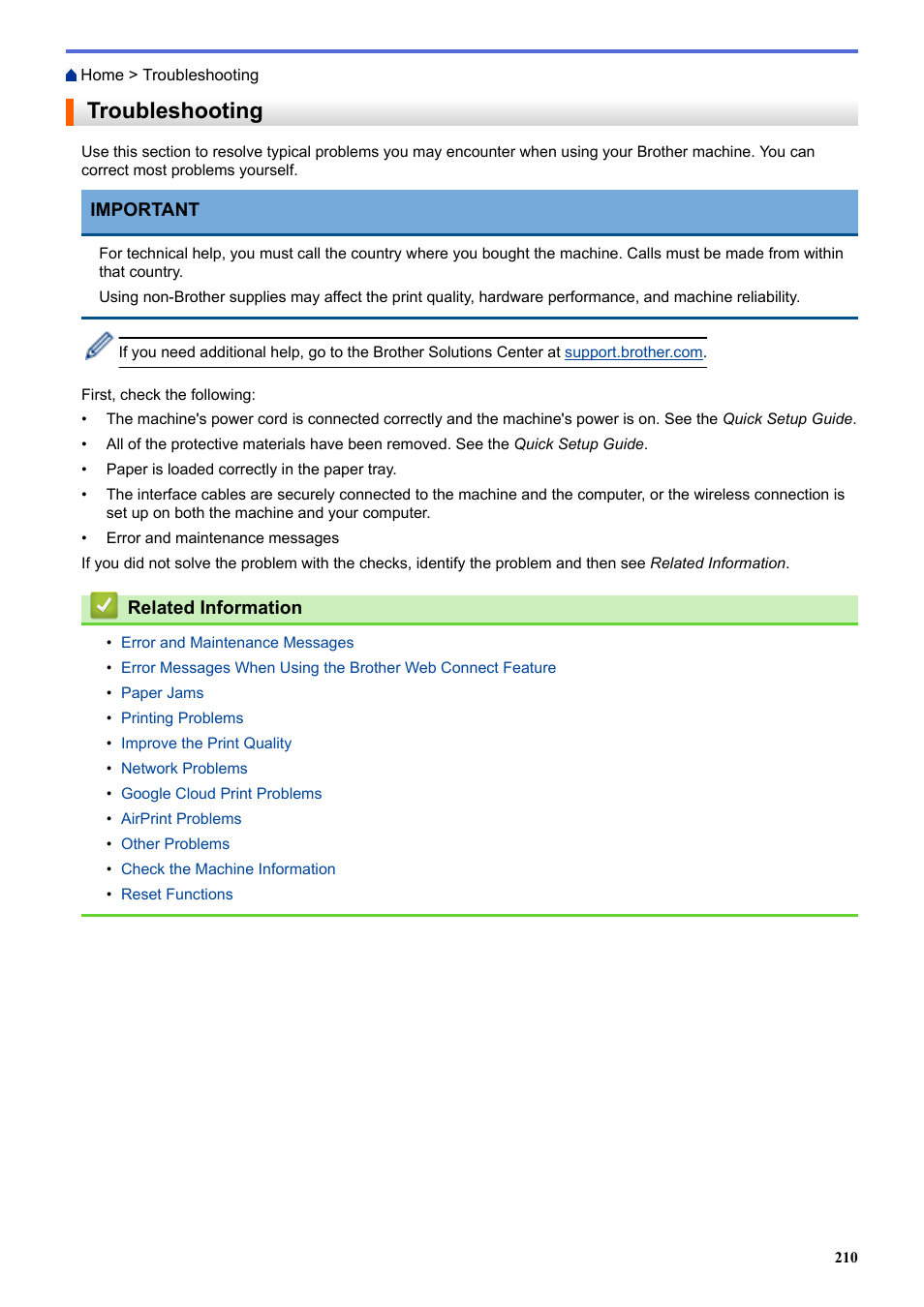 Troubleshooting | Brother HL-L3230CDW Wireless Compact Printer User Manual | Page 215 / 357