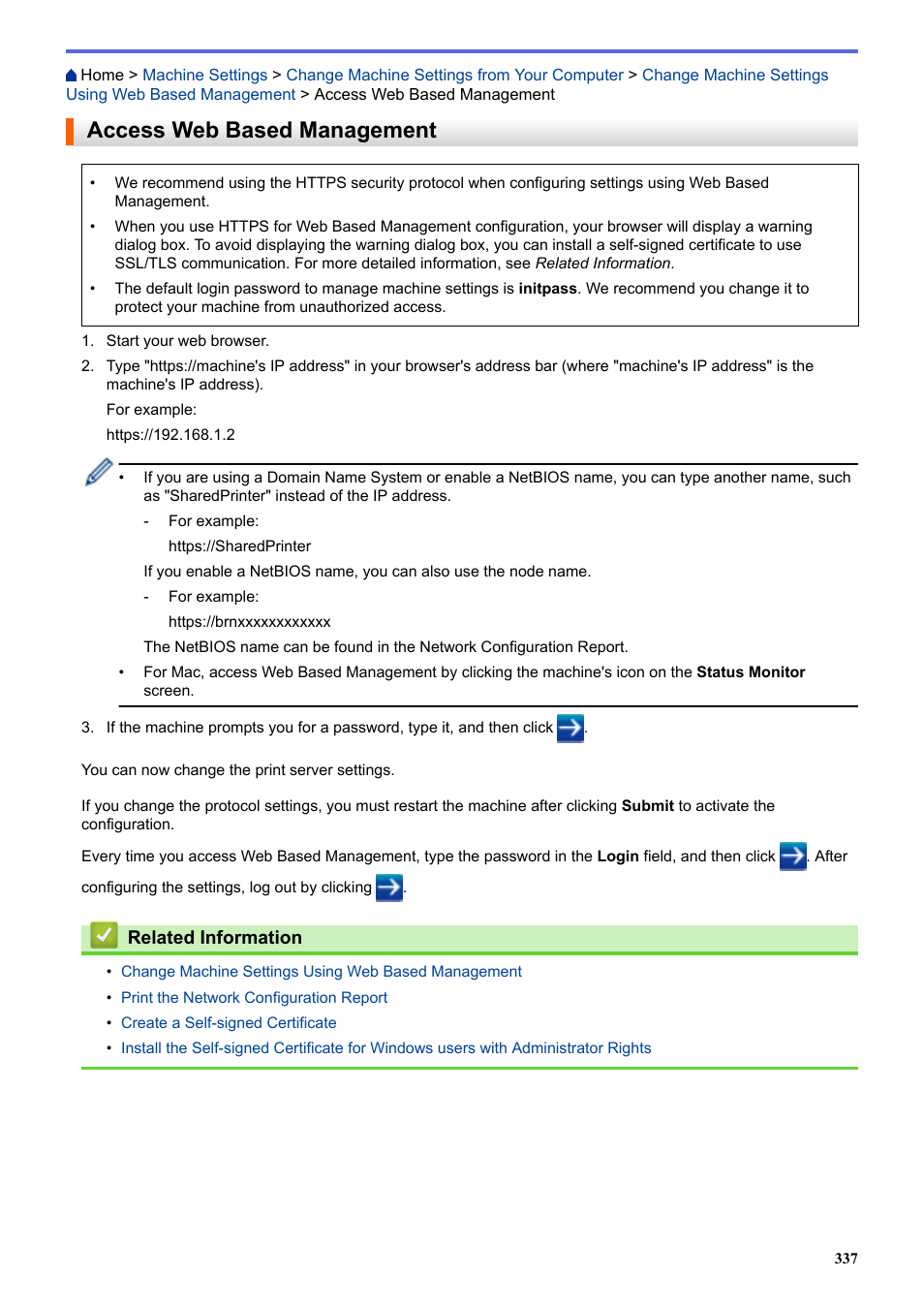 Access web based management | Brother HL-L3230CDW Wireless Compact Printer User Manual | Page 342 / 357