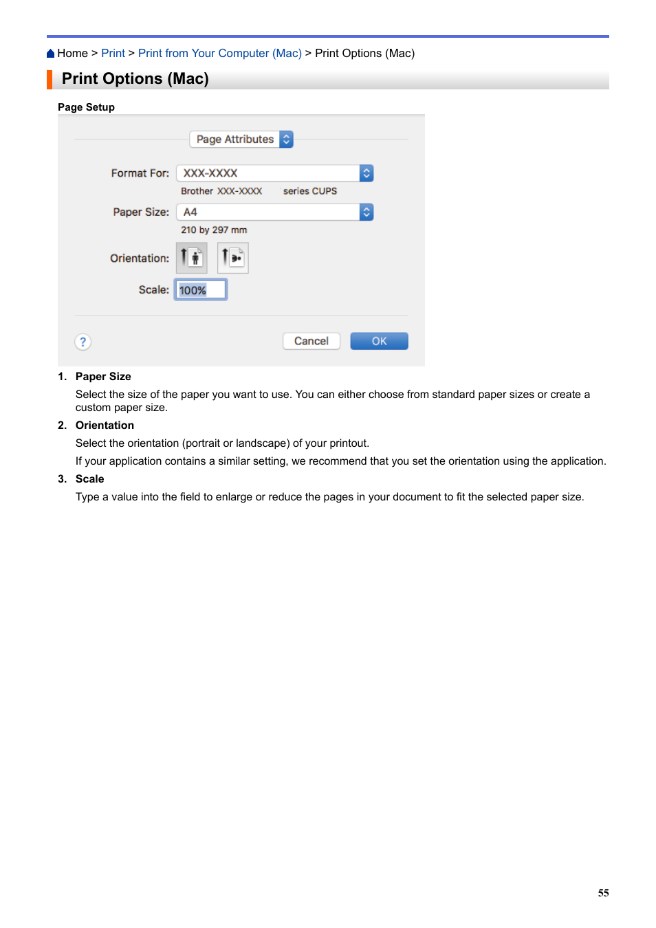 Print options (mac) | Brother HL-L3230CDW Wireless Compact Printer User Manual | Page 60 / 357