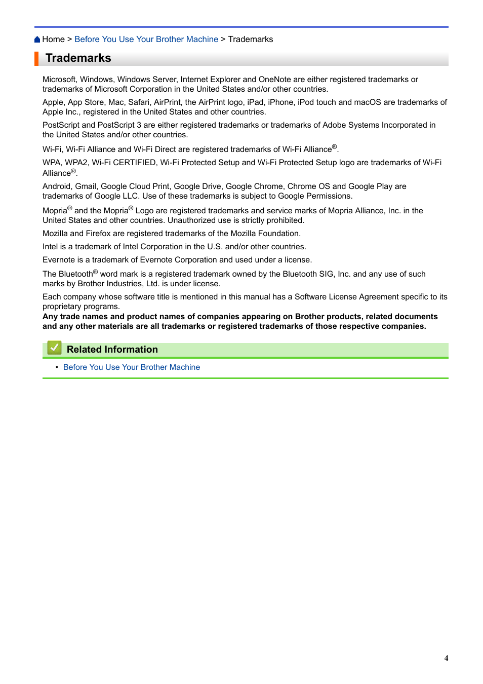Trademarks | Brother HL-L3230CDW Wireless Compact Printer User Manual | Page 9 / 357