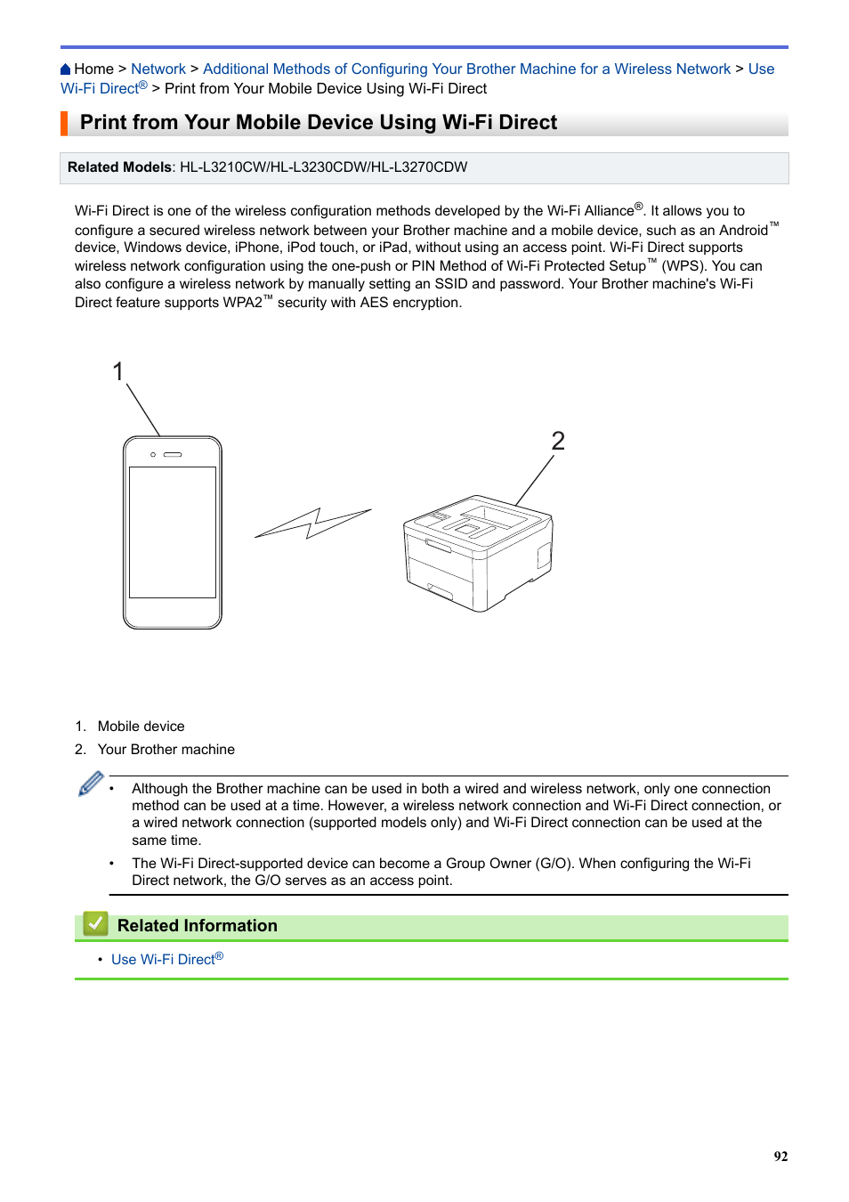 Print from your mobile device using wi-fi direct | Brother HL-L3230CDW Wireless Compact Printer User Manual | Page 97 / 357