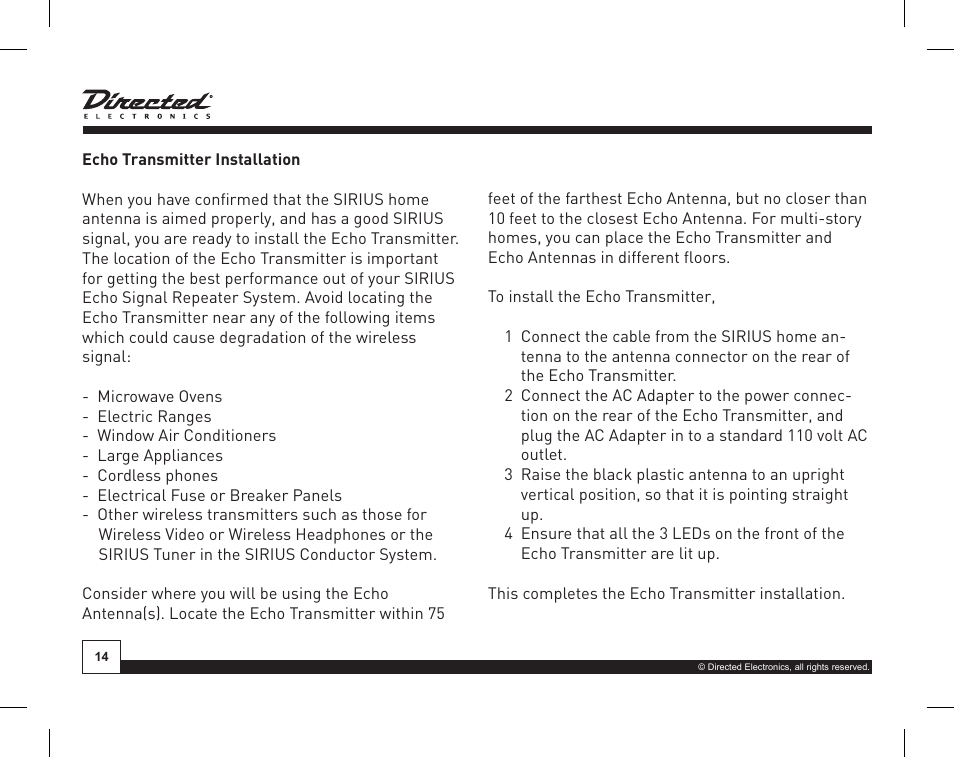 Directed Electronics SIR-WRS1 User Manual | Page 14 / 24