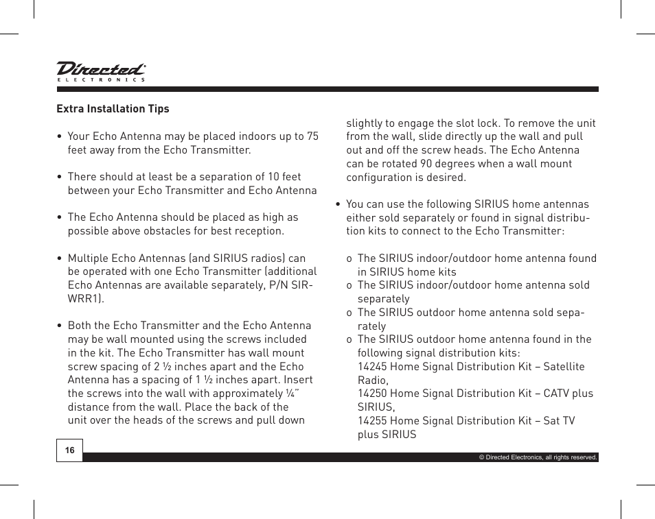 Directed Electronics SIR-WRS1 User Manual | Page 16 / 24