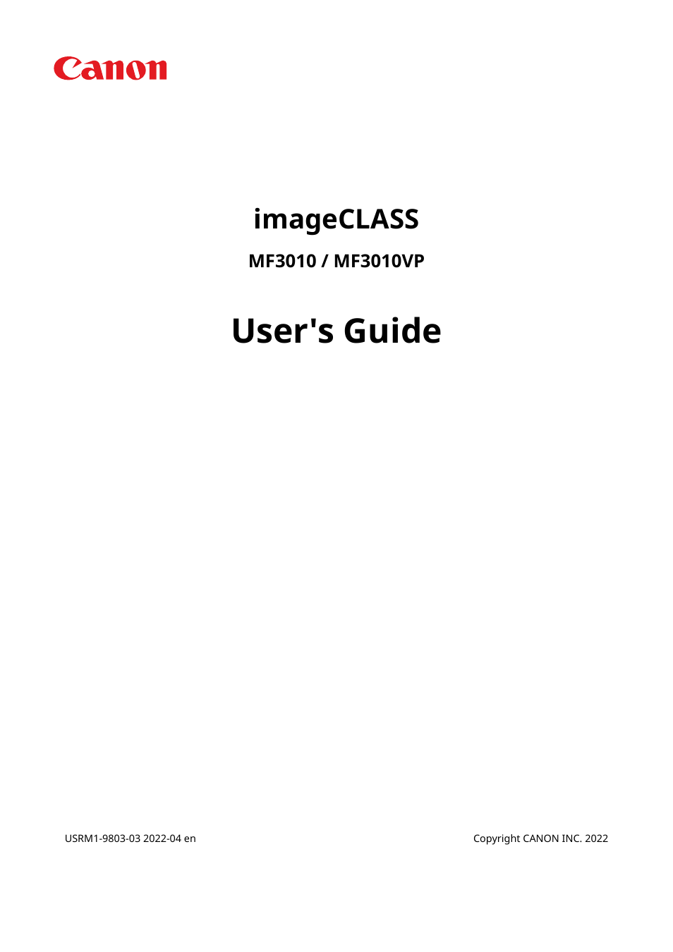 Canon imageCLASS MF3010 VP Multifunction Monochrome Laser Printer User Manual | 247 pages