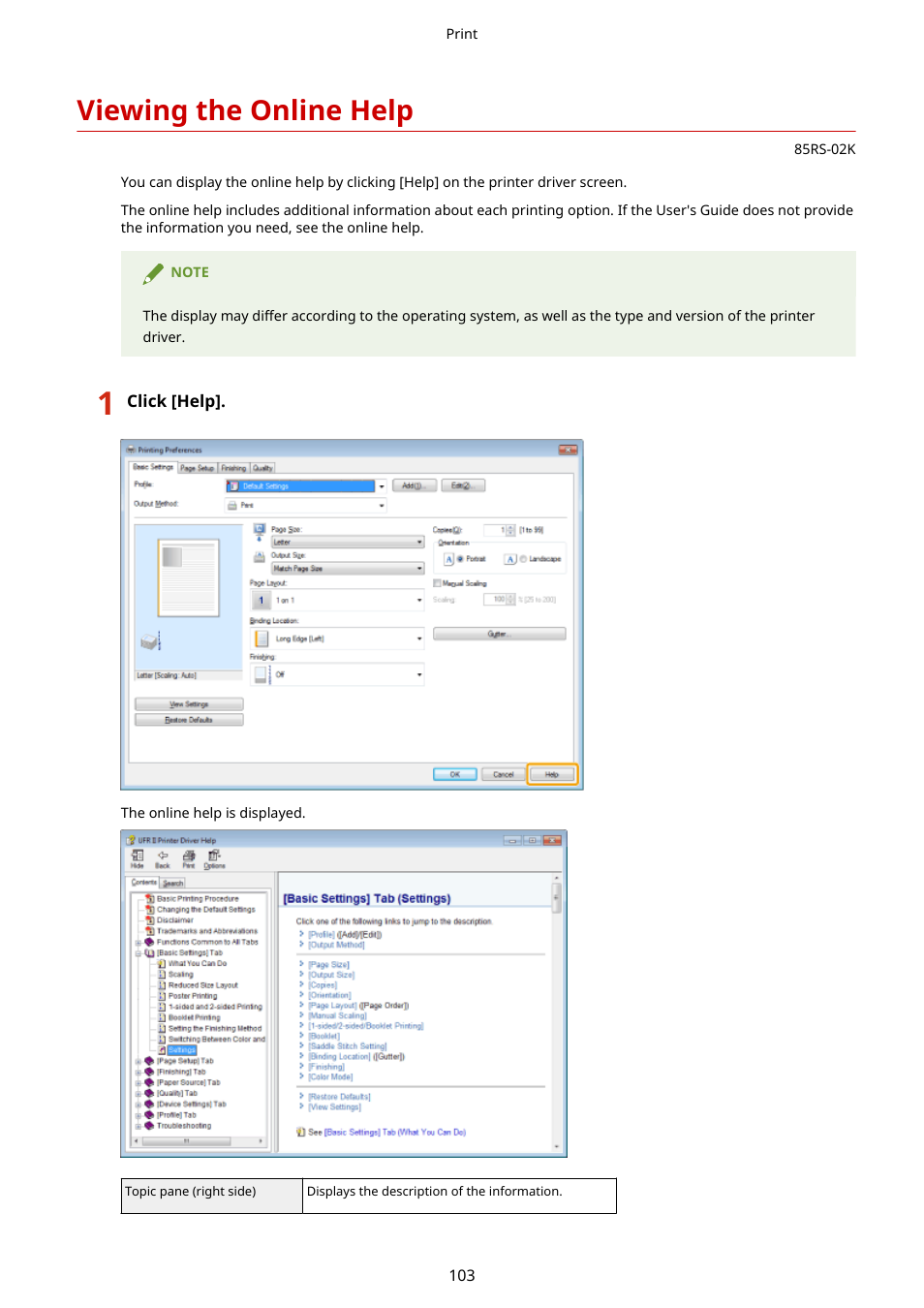 Viewing the online help, Viewing the online help(p. 103) | Canon imageCLASS MF3010 VP Multifunction Monochrome Laser Printer User Manual | Page 108 / 247