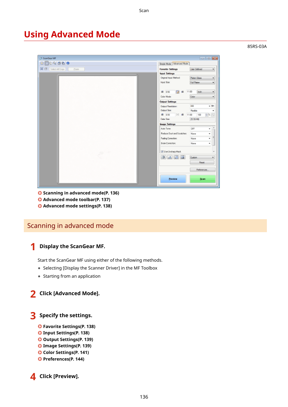 Using advanced mode, Using advanced mode(p. 136) | Canon imageCLASS MF3010 VP Multifunction Monochrome Laser Printer User Manual | Page 141 / 247