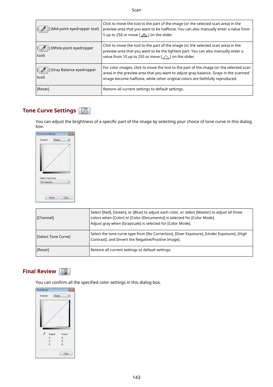 Tone curve settings, Final review | Canon imageCLASS MF3010 VP Multifunction Monochrome Laser Printer User Manual | Page 148 / 247