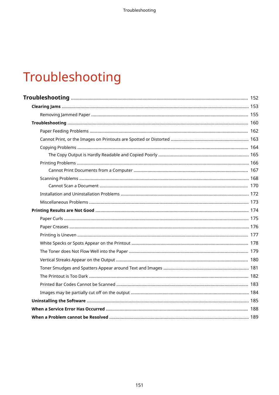 Troubleshooting | Canon imageCLASS MF3010 VP Multifunction Monochrome Laser Printer User Manual | Page 156 / 247