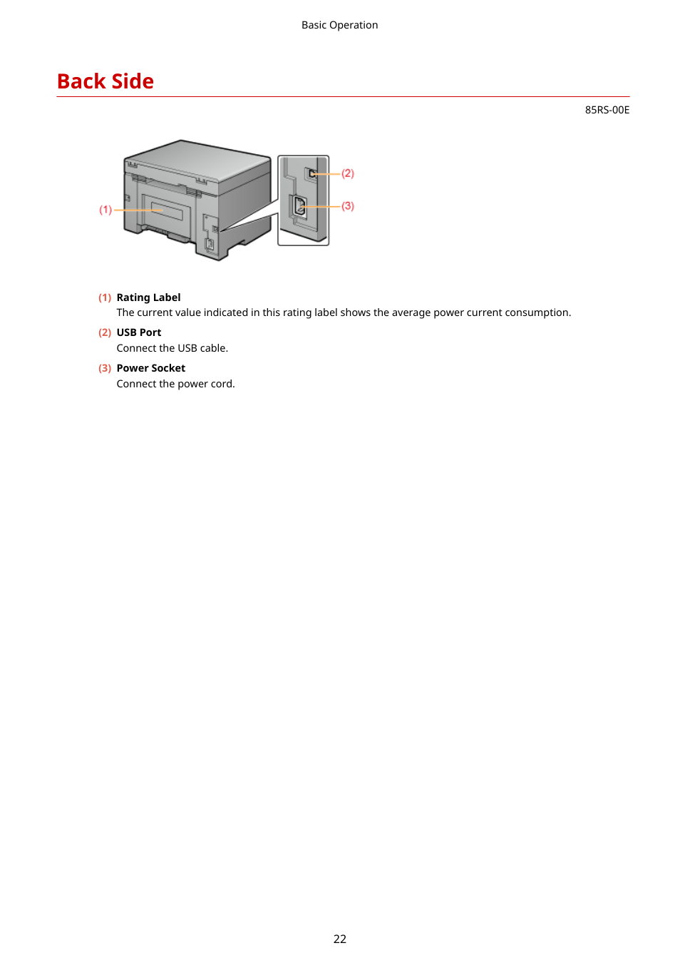 Back side, Back side(p. 22) | Canon imageCLASS MF3010 VP Multifunction Monochrome Laser Printer User Manual | Page 27 / 247