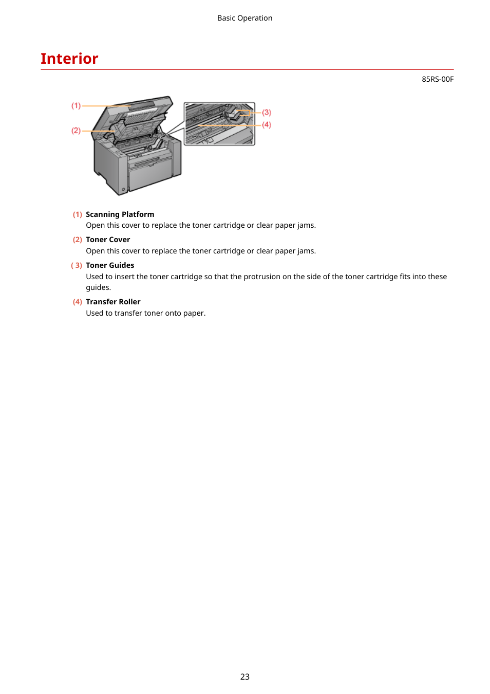 Interior, Interior(p. 23) | Canon imageCLASS MF3010 VP Multifunction Monochrome Laser Printer User Manual | Page 28 / 247