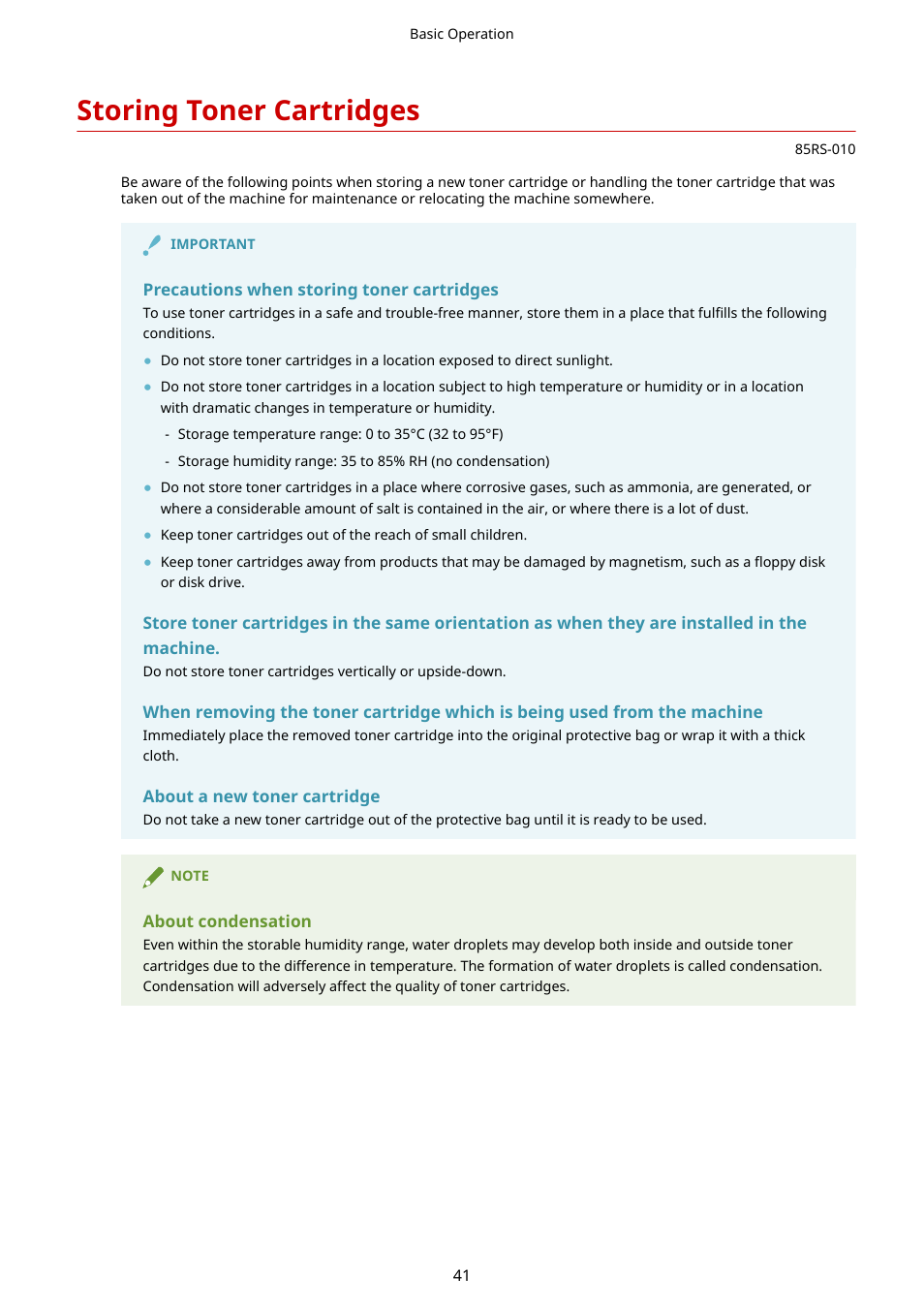 Storing toner cartridges, Storing toner cartridges(p. 41) | Canon imageCLASS MF3010 VP Multifunction Monochrome Laser Printer User Manual | Page 46 / 247