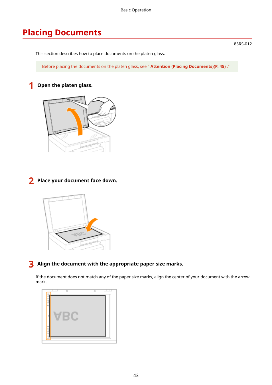 Placing documents, See " placing documents(p. 43) | Canon imageCLASS MF3010 VP Multifunction Monochrome Laser Printer User Manual | Page 48 / 247