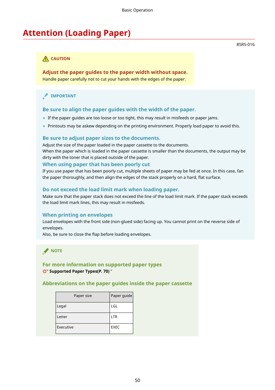 Attention (loading paper) | Canon imageCLASS MF3010 VP Multifunction Monochrome Laser Printer User Manual | Page 55 / 247