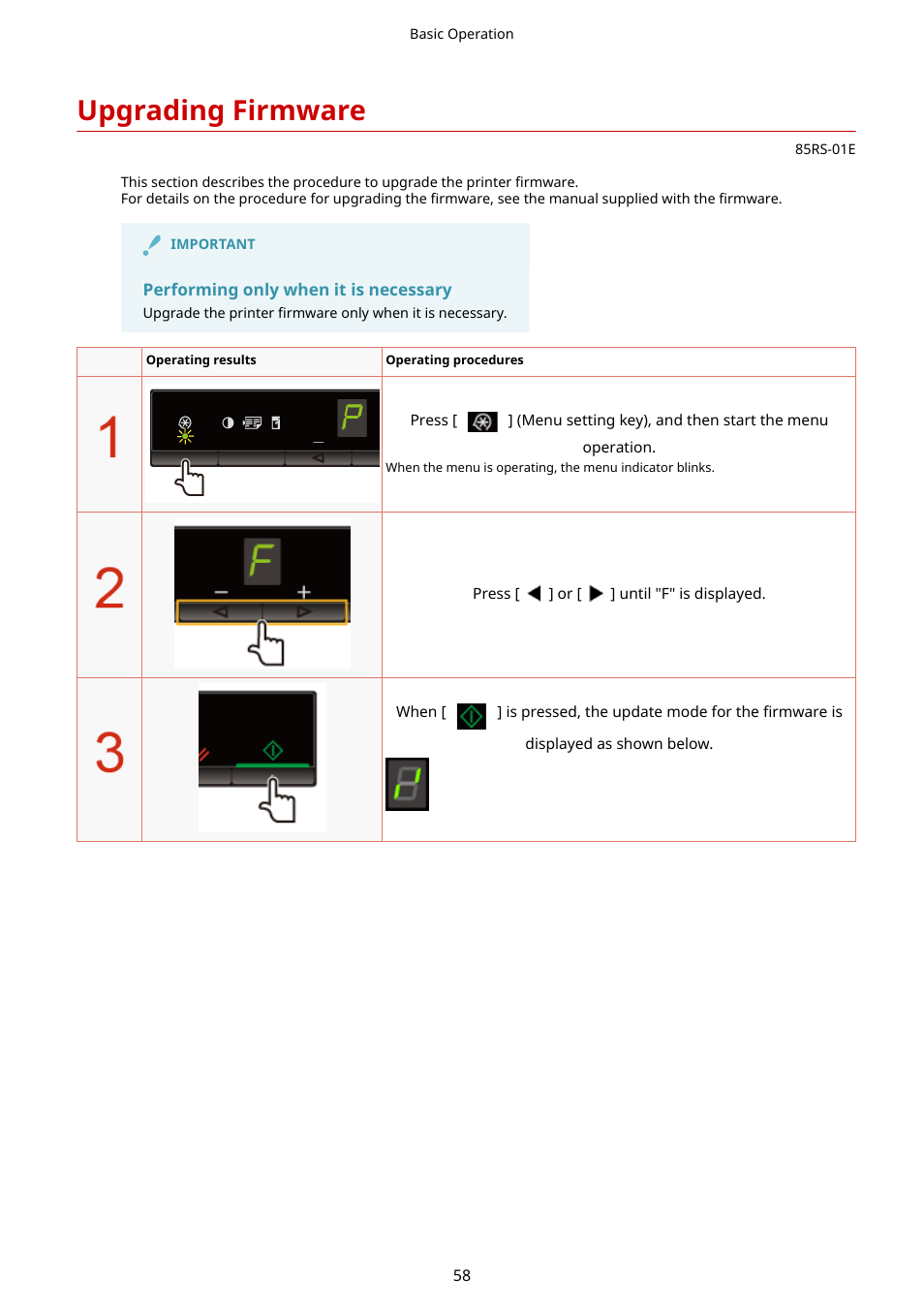 Upgrading firmware, See " upgrading firmware(p. 58), Upgrading firmware(p. 58) | Canon imageCLASS MF3010 VP Multifunction Monochrome Laser Printer User Manual | Page 63 / 247