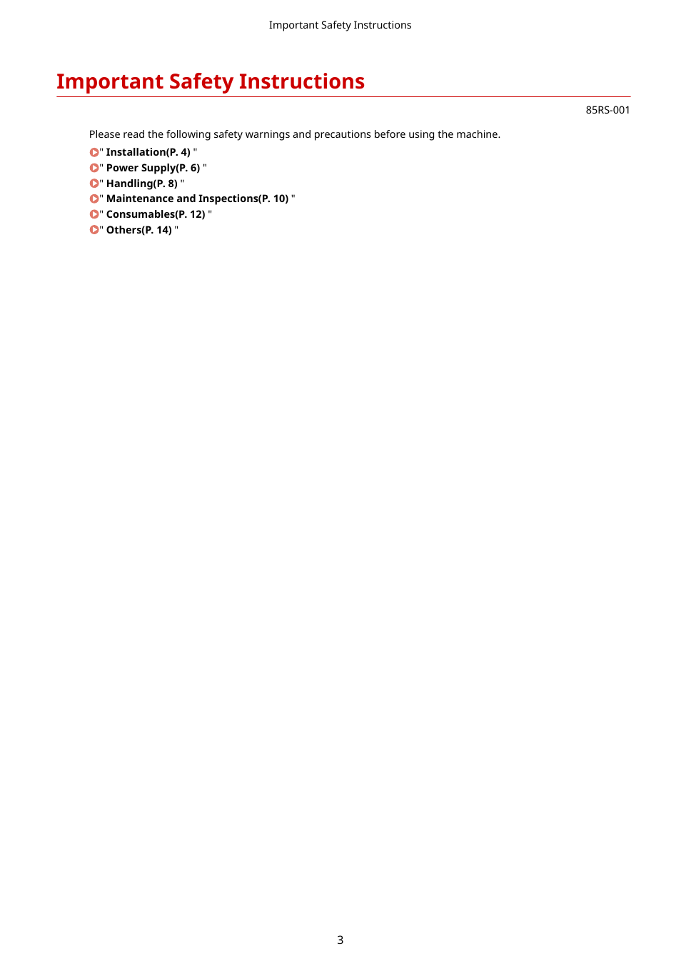 Important safety instructions | Canon imageCLASS MF3010 VP Multifunction Monochrome Laser Printer User Manual | Page 8 / 247