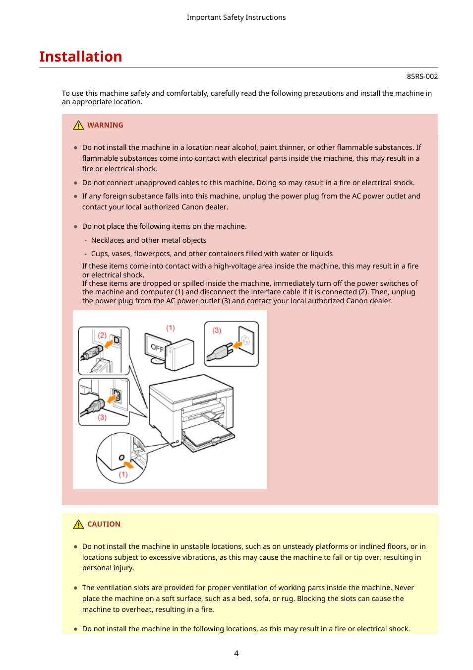 Installation, Installation(p. 4) | Canon imageCLASS MF3010 VP Multifunction Monochrome Laser Printer User Manual | Page 9 / 247