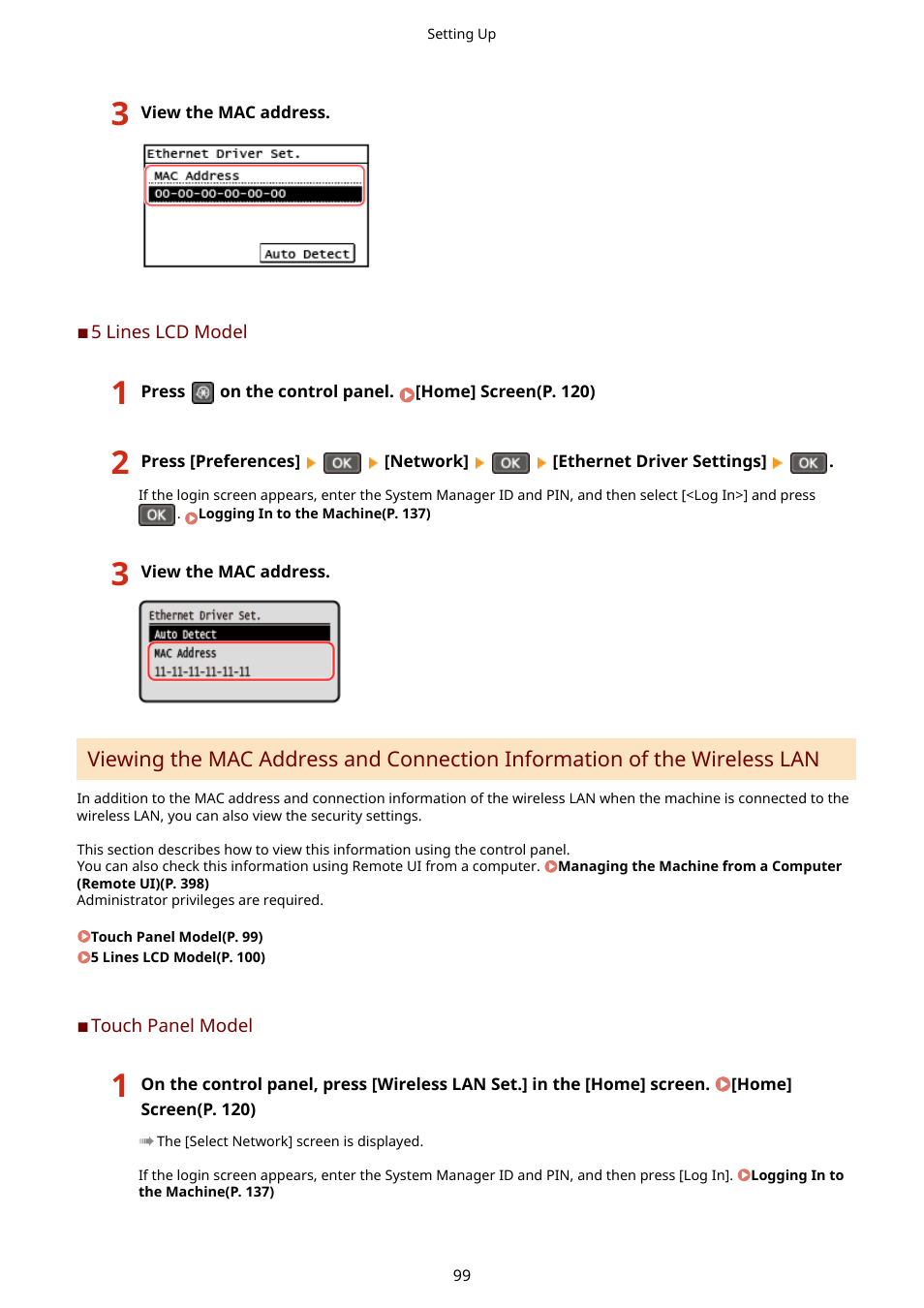 5 lines lcd model(p. 99) | Canon imageCLASS MF264dw II Multifunction Monochrome Laser Printer User Manual | Page 108 / 700