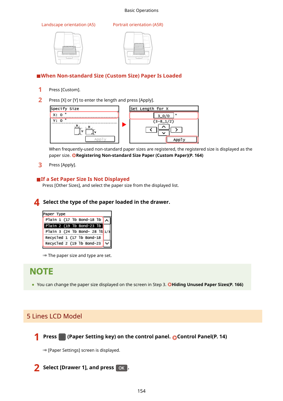 5 lines lcd model(p. 154), 5 lines lcd model | Canon imageCLASS MF264dw II Multifunction Monochrome Laser Printer User Manual | Page 163 / 700