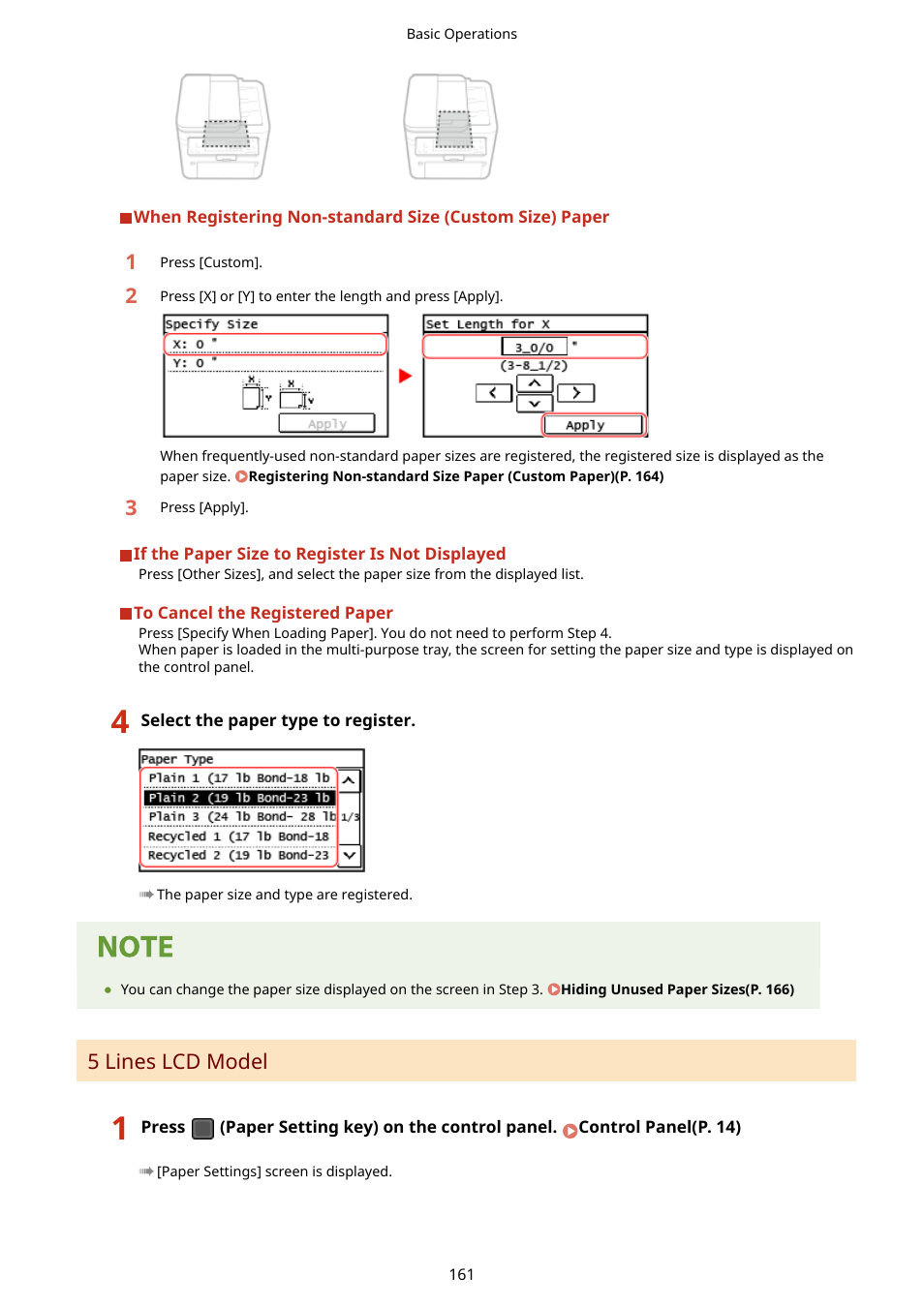 5 lines lcd model(p. 161), 5 lines lcd model | Canon imageCLASS MF264dw II Multifunction Monochrome Laser Printer User Manual | Page 170 / 700