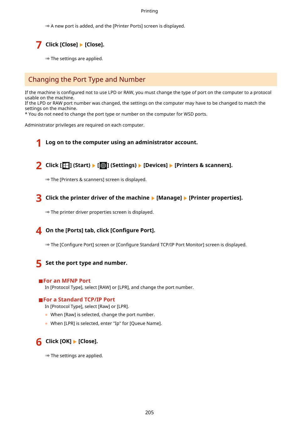 Changing the port type and number(p. 205) | Canon imageCLASS MF264dw II Multifunction Monochrome Laser Printer User Manual | Page 214 / 700