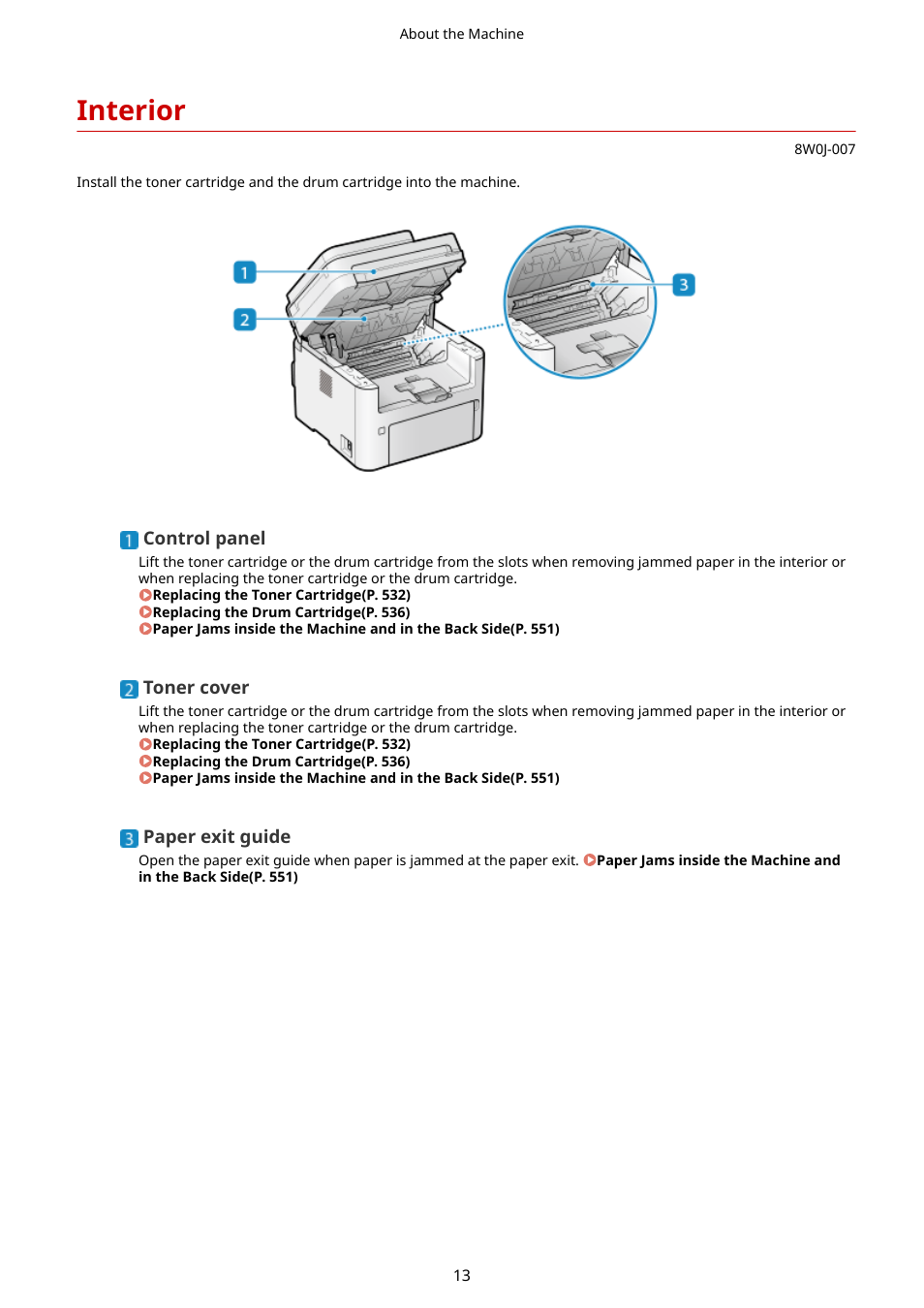 Interior, Interior(p. 13) | Canon imageCLASS MF264dw II Multifunction Monochrome Laser Printer User Manual | Page 22 / 700