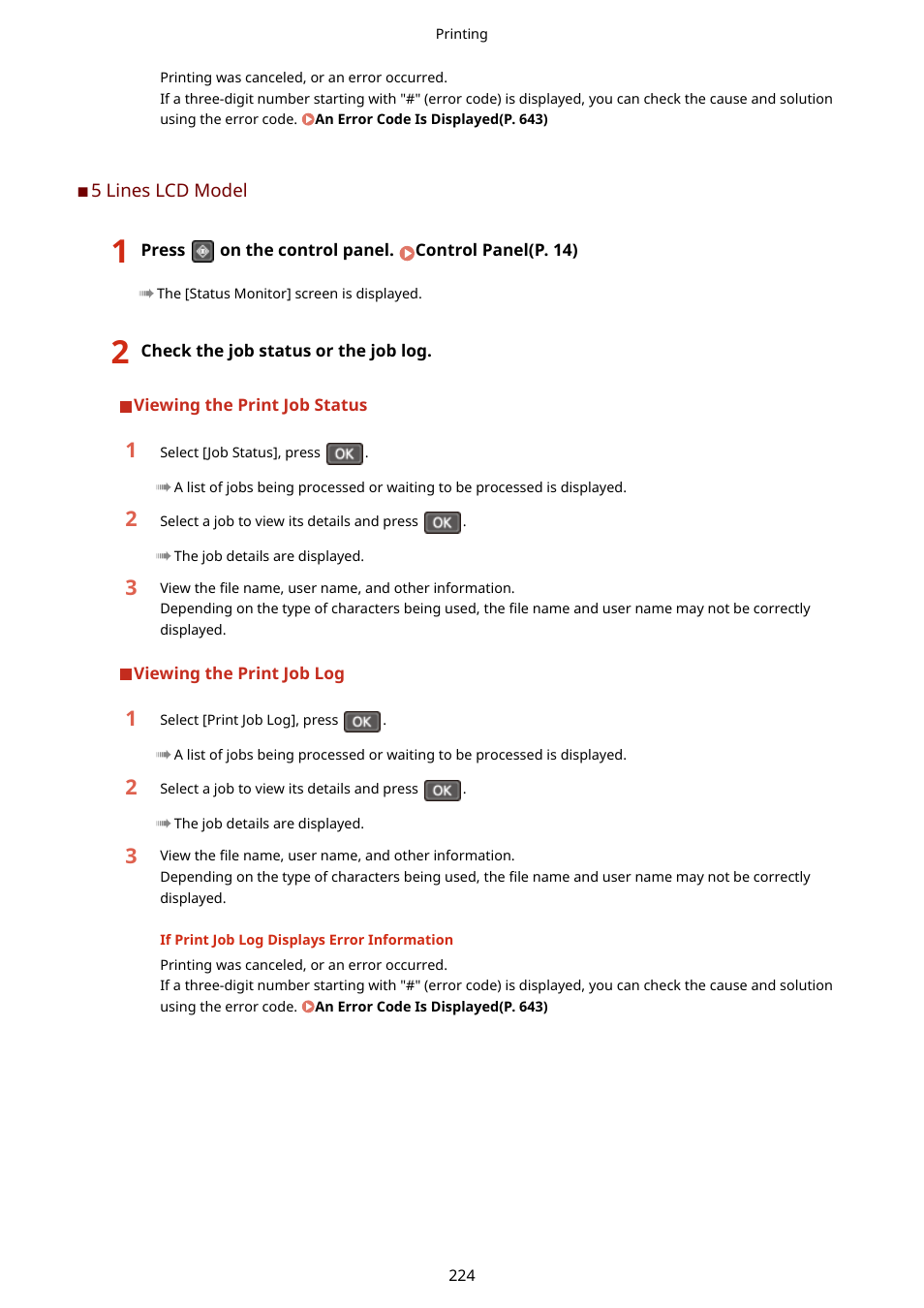 5 lines lcd model(p. 224) | Canon imageCLASS MF264dw II Multifunction Monochrome Laser Printer User Manual | Page 233 / 700