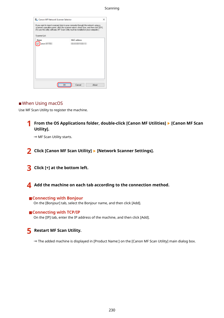 When using macos(p. 230) | Canon imageCLASS MF264dw II Multifunction Monochrome Laser Printer User Manual | Page 239 / 700