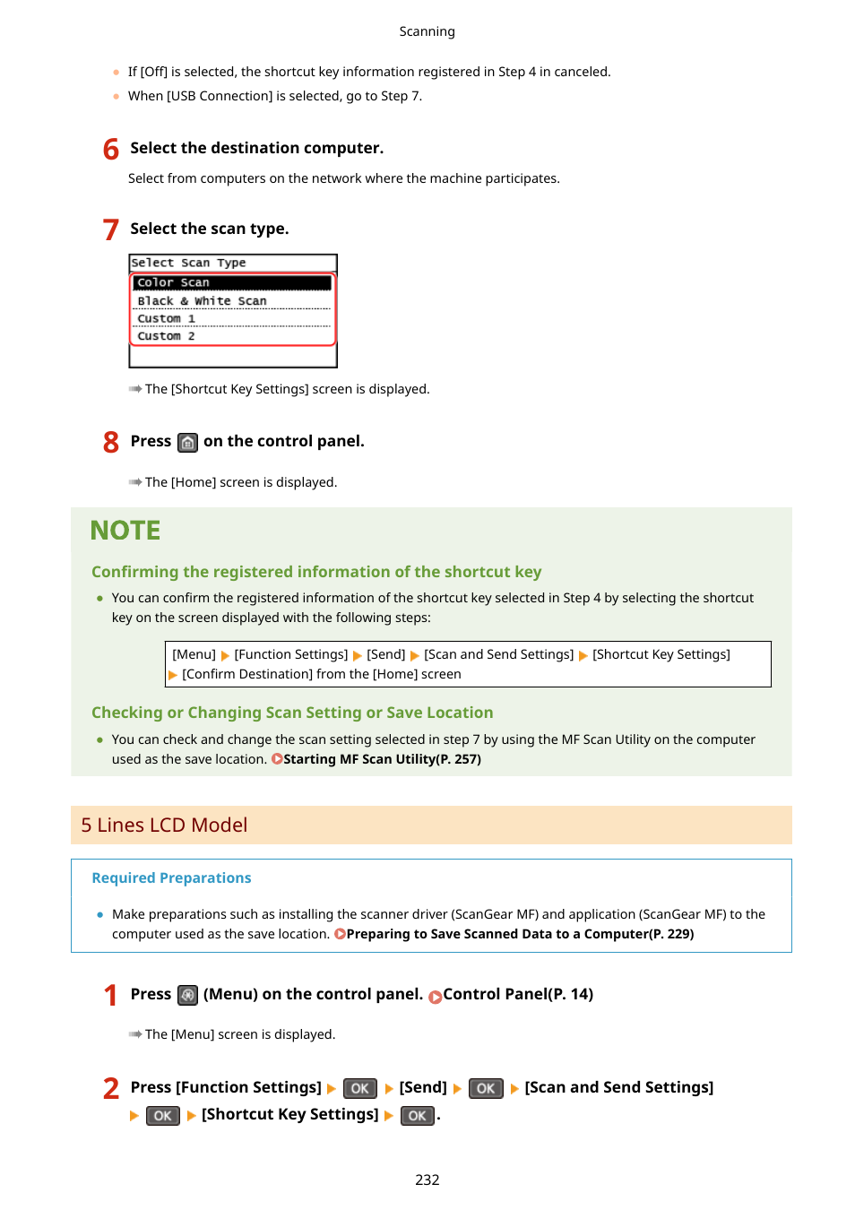 5 lines lcd model(p. 232) | Canon imageCLASS MF264dw II Multifunction Monochrome Laser Printer User Manual | Page 241 / 700