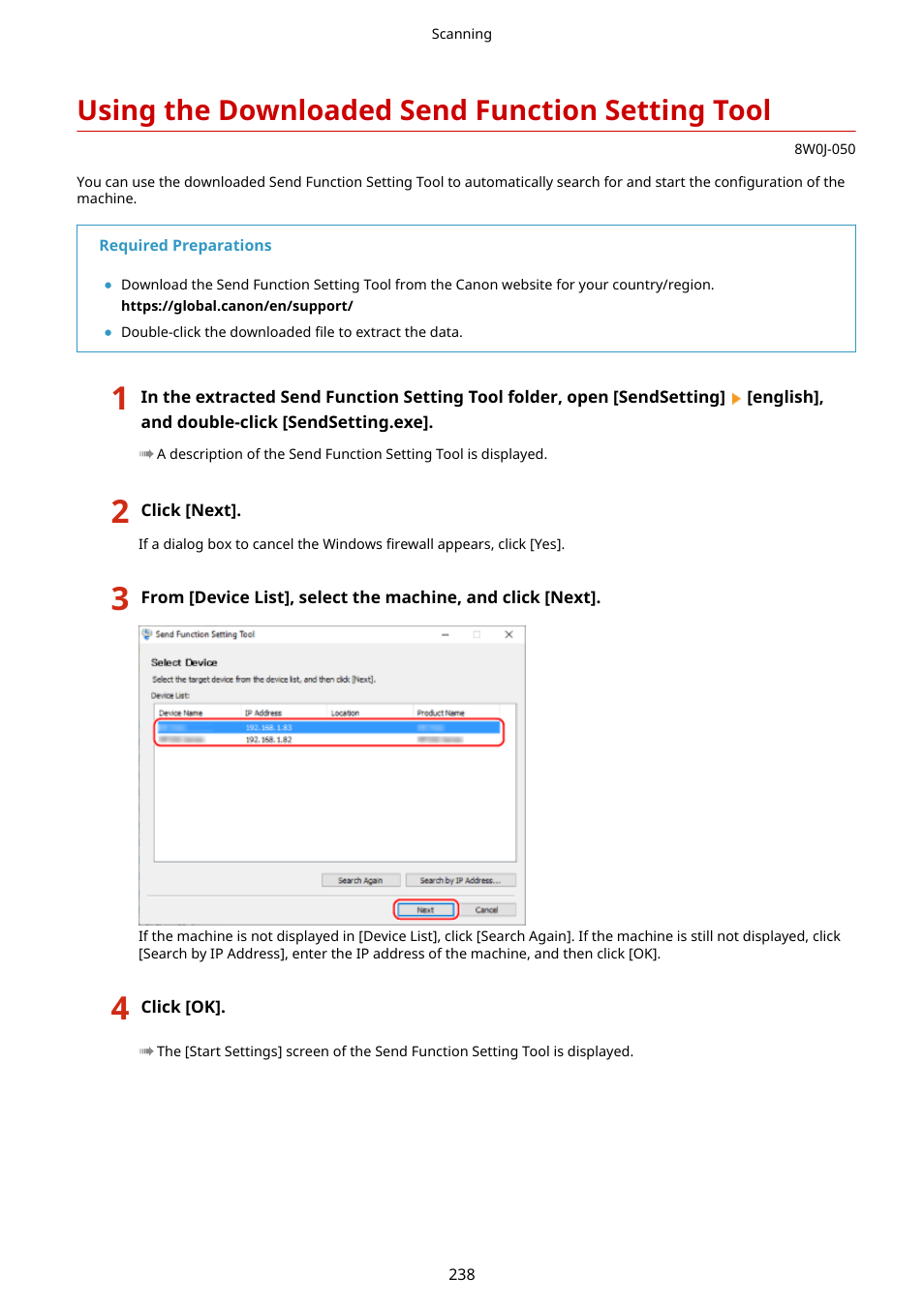 Using the downloaded send function setting tool, Ool. using the downloaded send, Function setting tool(p. 238) | Canon imageCLASS MF264dw II Multifunction Monochrome Laser Printer User Manual | Page 247 / 700