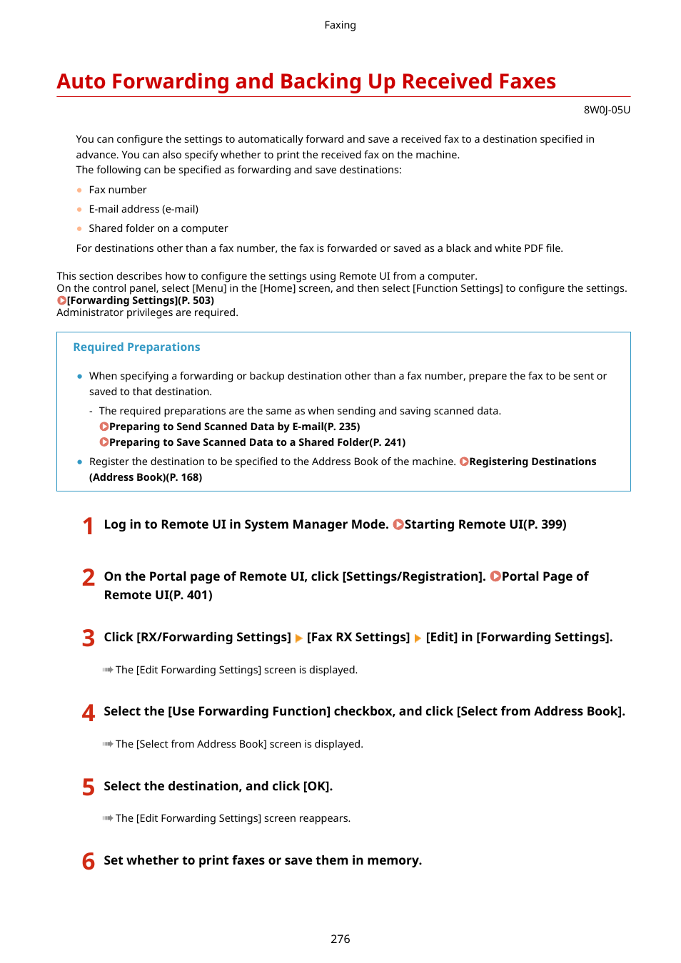 Auto forwarding and backing up received faxes | Canon imageCLASS MF264dw II Multifunction Monochrome Laser Printer User Manual | Page 285 / 700