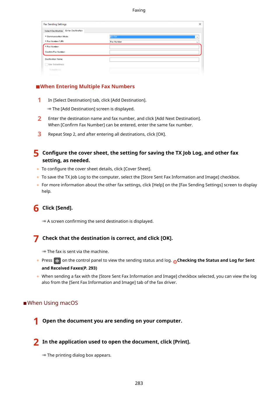When using macos(p. 283) | Canon imageCLASS MF264dw II Multifunction Monochrome Laser Printer User Manual | Page 292 / 700