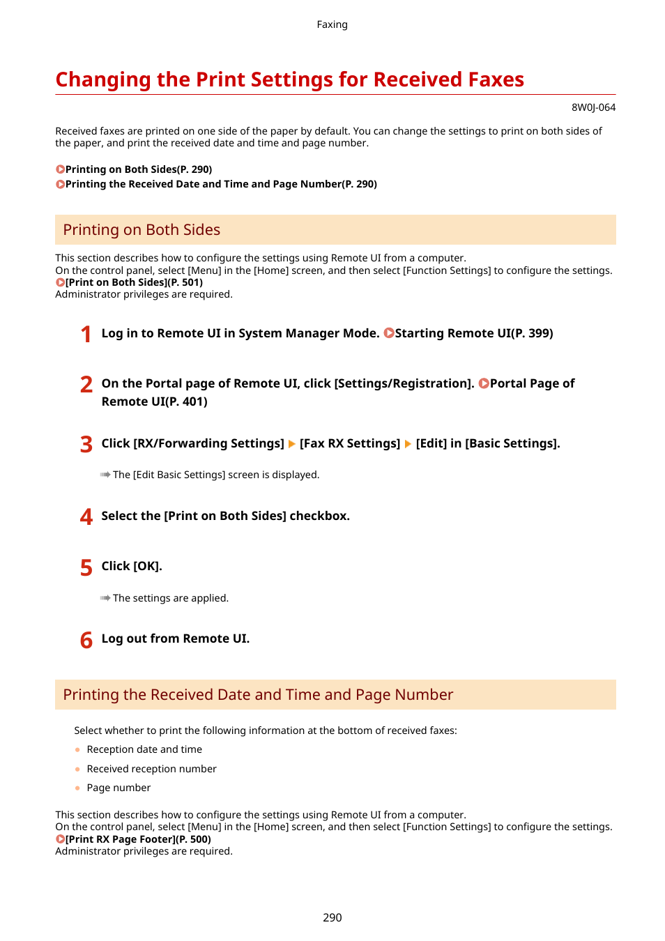 Changing the print settings for received faxes | Canon imageCLASS MF264dw II Multifunction Monochrome Laser Printer User Manual | Page 299 / 700