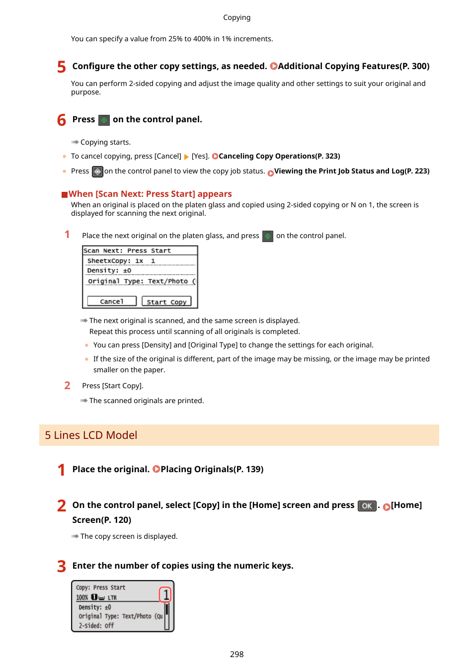 5 lines lcd model(p. 298) | Canon imageCLASS MF264dw II Multifunction Monochrome Laser Printer User Manual | Page 307 / 700