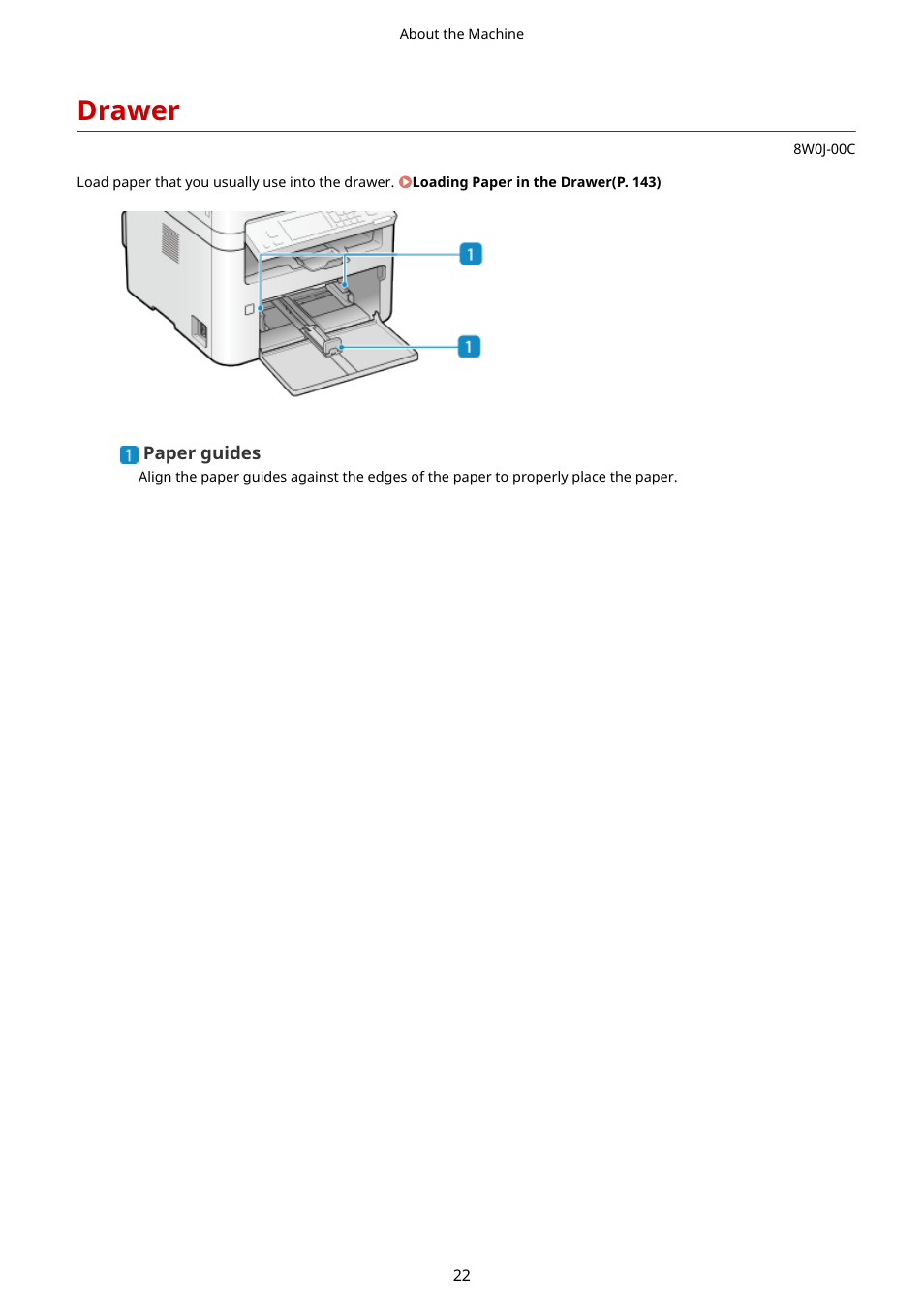 Drawer, Drawer(p. 22), Awer. drawer(p. 22) | Canon imageCLASS MF264dw II Multifunction Monochrome Laser Printer User Manual | Page 31 / 700