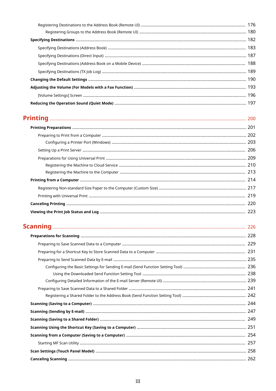 Printing, Scanning | Canon imageCLASS MF264dw II Multifunction Monochrome Laser Printer User Manual | Page 4 / 700