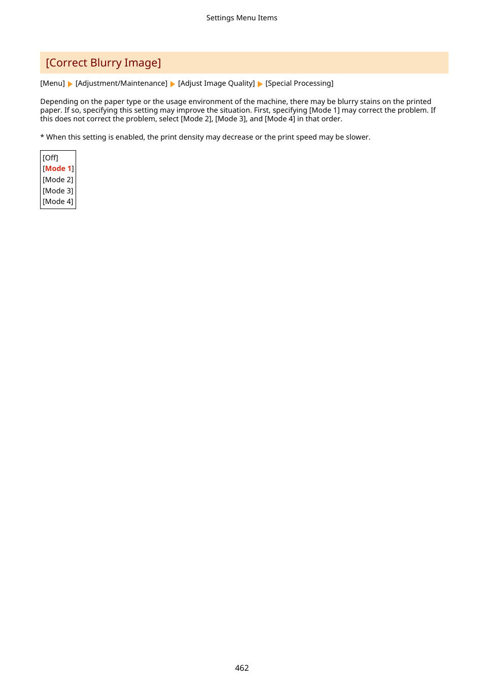 Correct blurry image](p. 462), Correct blurry image | Canon imageCLASS MF264dw II Multifunction Monochrome Laser Printer User Manual | Page 471 / 700