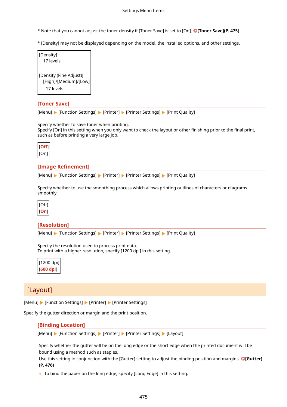 Layout](p. 475), Layout | Canon imageCLASS MF264dw II Multifunction Monochrome Laser Printer User Manual | Page 484 / 700