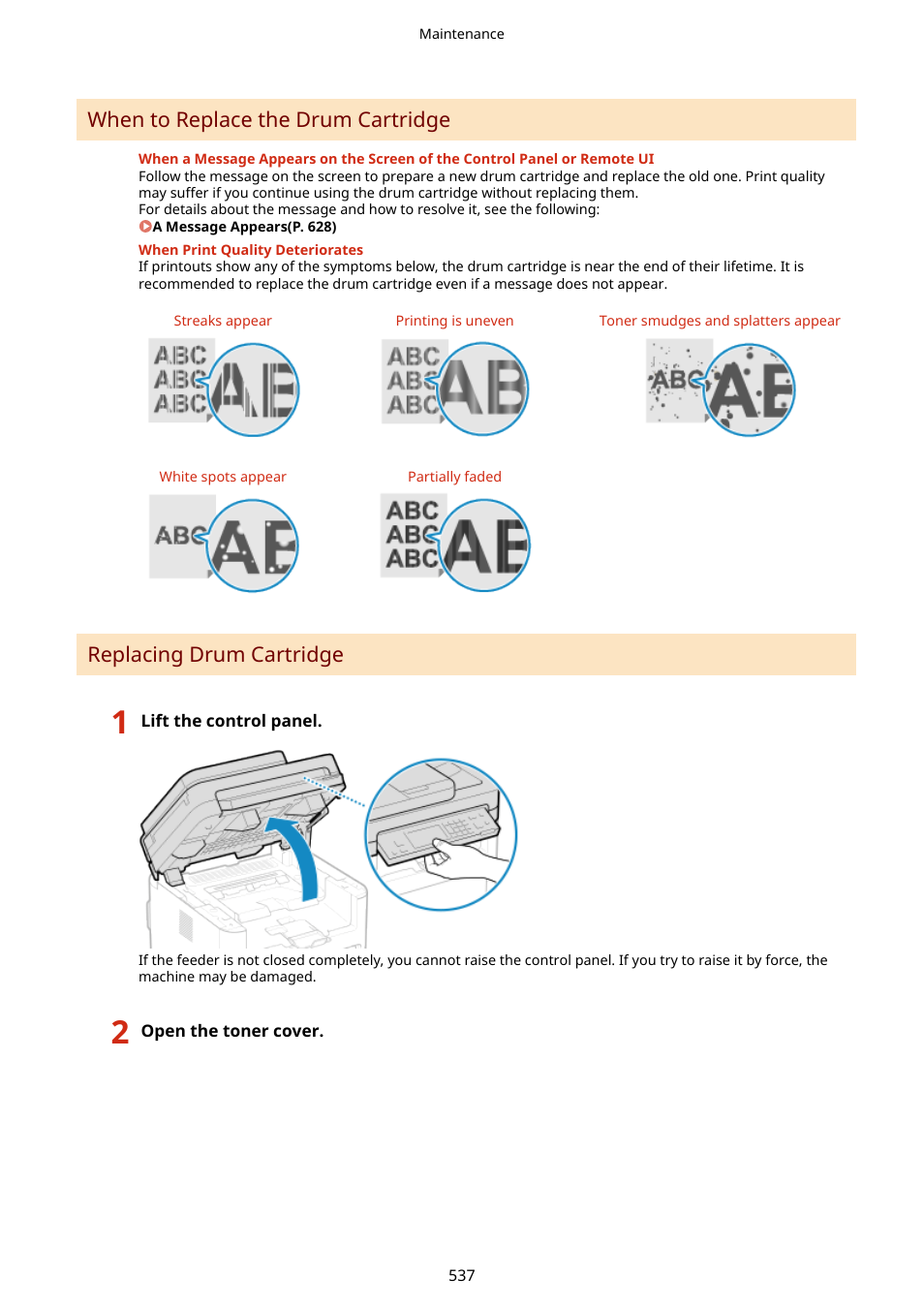 When to replace the drum cartridge, Replacing drum cartridge | Canon imageCLASS MF264dw II Multifunction Monochrome Laser Printer User Manual | Page 546 / 700