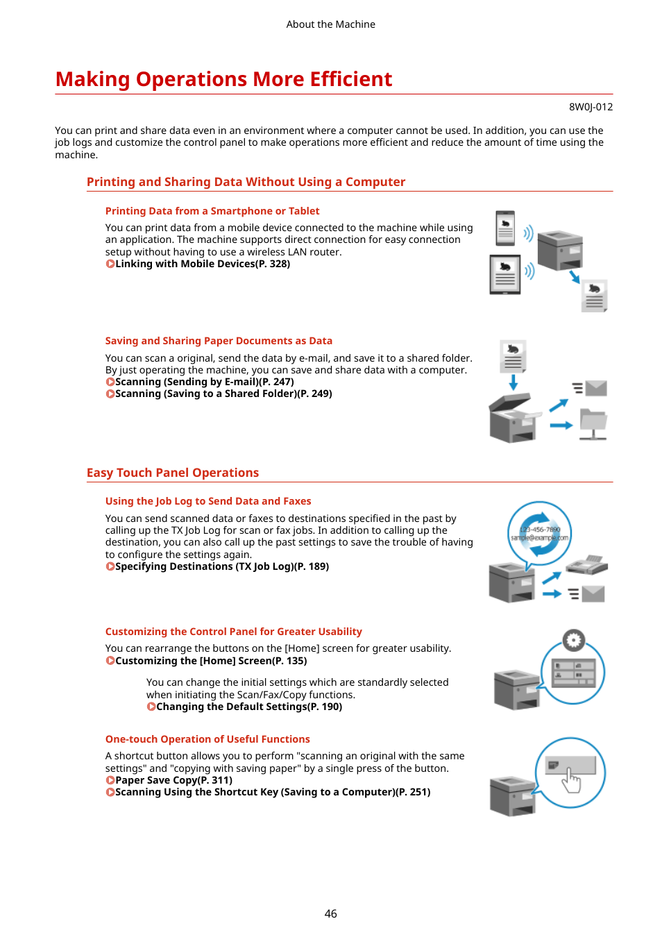 Making operations more efficient, Making operations more, Efficient(p. 46) | Canon imageCLASS MF264dw II Multifunction Monochrome Laser Printer User Manual | Page 55 / 700