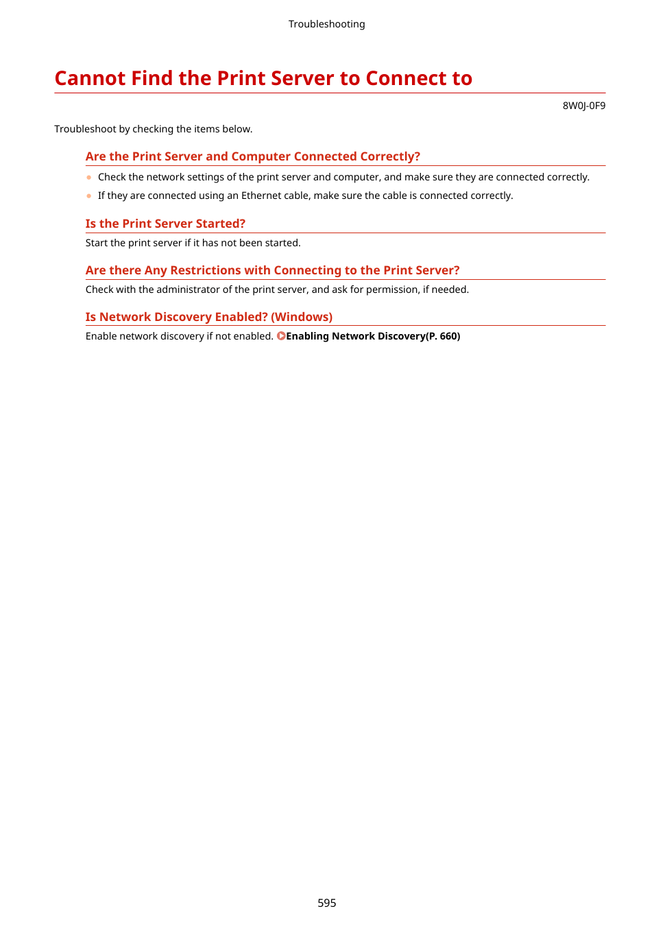 Cannot find the print server to connect to, Cannot find the print server to connect to(p. 595) | Canon imageCLASS MF264dw II Multifunction Monochrome Laser Printer User Manual | Page 604 / 700
