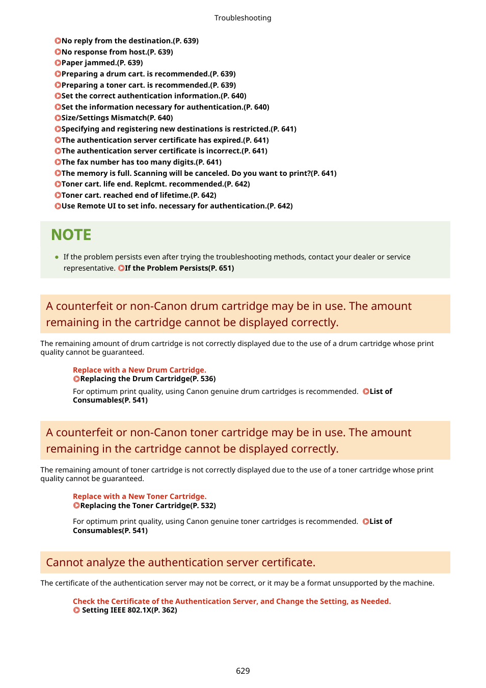 Be displayed correctly.(p. 629) | Canon imageCLASS MF264dw II Multifunction Monochrome Laser Printer User Manual | Page 638 / 700