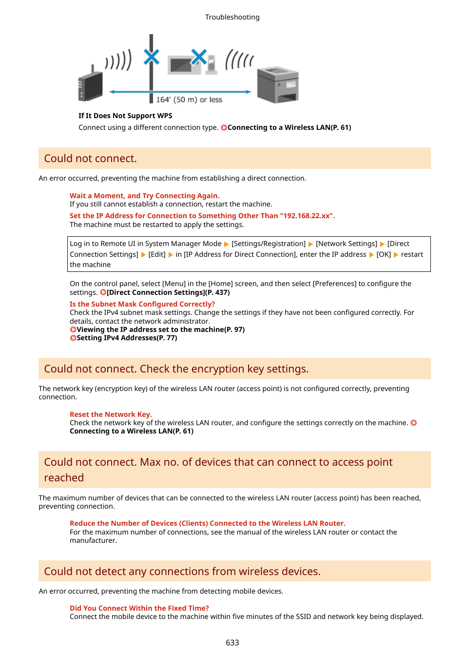 Could not connect | Canon imageCLASS MF264dw II Multifunction Monochrome Laser Printer User Manual | Page 642 / 700