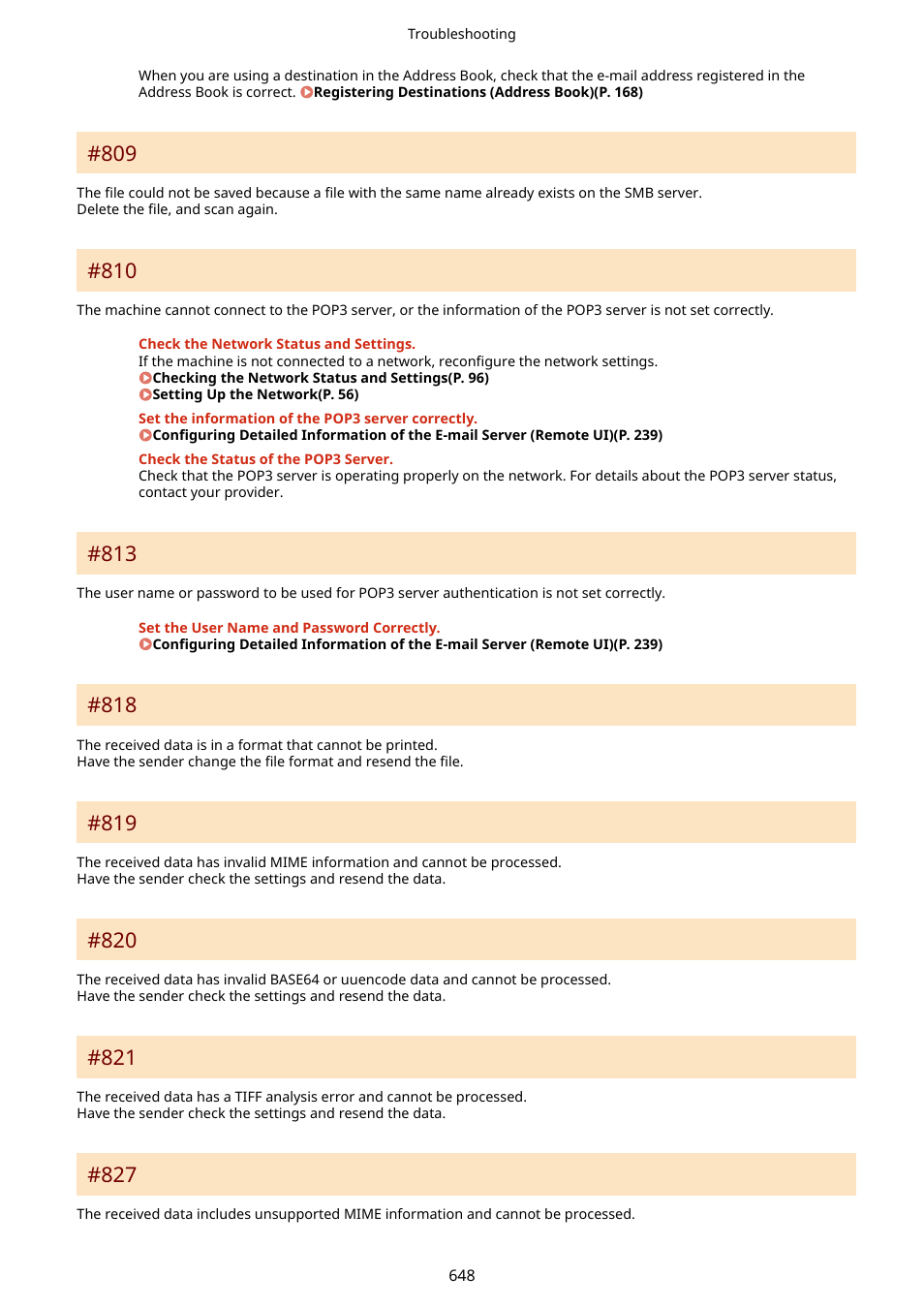 809(p. 648) #810(p. 648) | Canon imageCLASS MF264dw II Multifunction Monochrome Laser Printer User Manual | Page 657 / 700