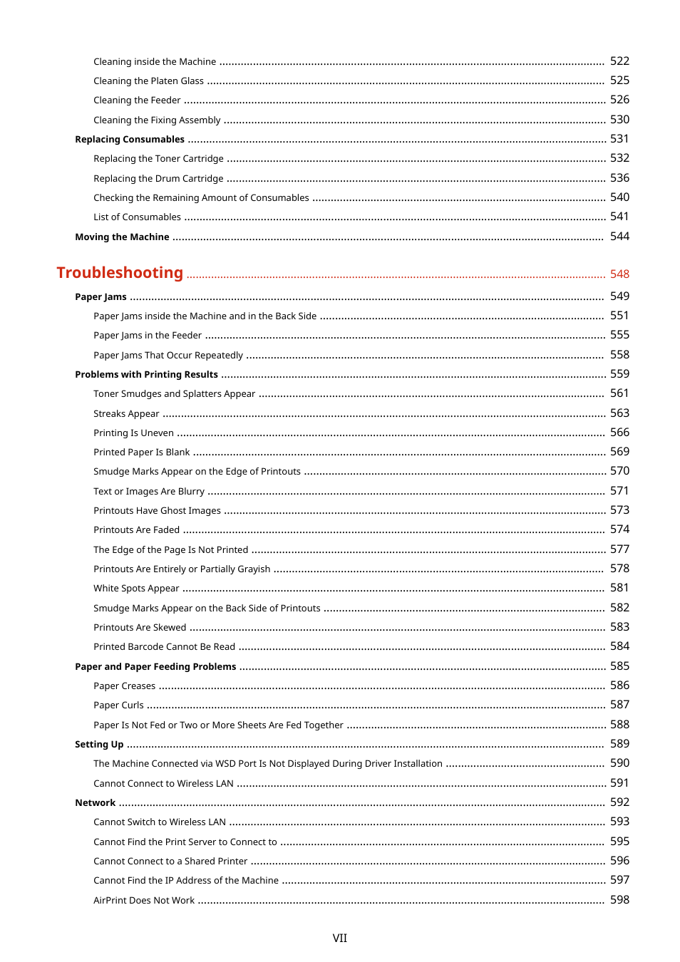 Troubleshooting | Canon imageCLASS MF264dw II Multifunction Monochrome Laser Printer User Manual | Page 8 / 700