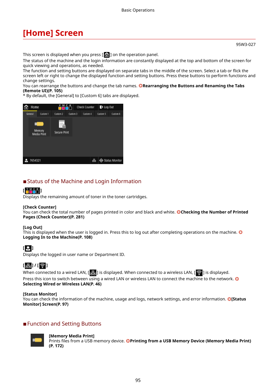 Home] screen, Een. [home] screen(p. 95), Home] screen(p. 95) | Home, Screen(p. 95), Oner delivery settings]. [home] screen(p. 95), Een is displayed. [home] screen(p. 95), Location. [home] screen(p. 95) | Canon imageCLASS LBP674Cdw Wireless Color Laser Printer User Manual | Page 103 / 565