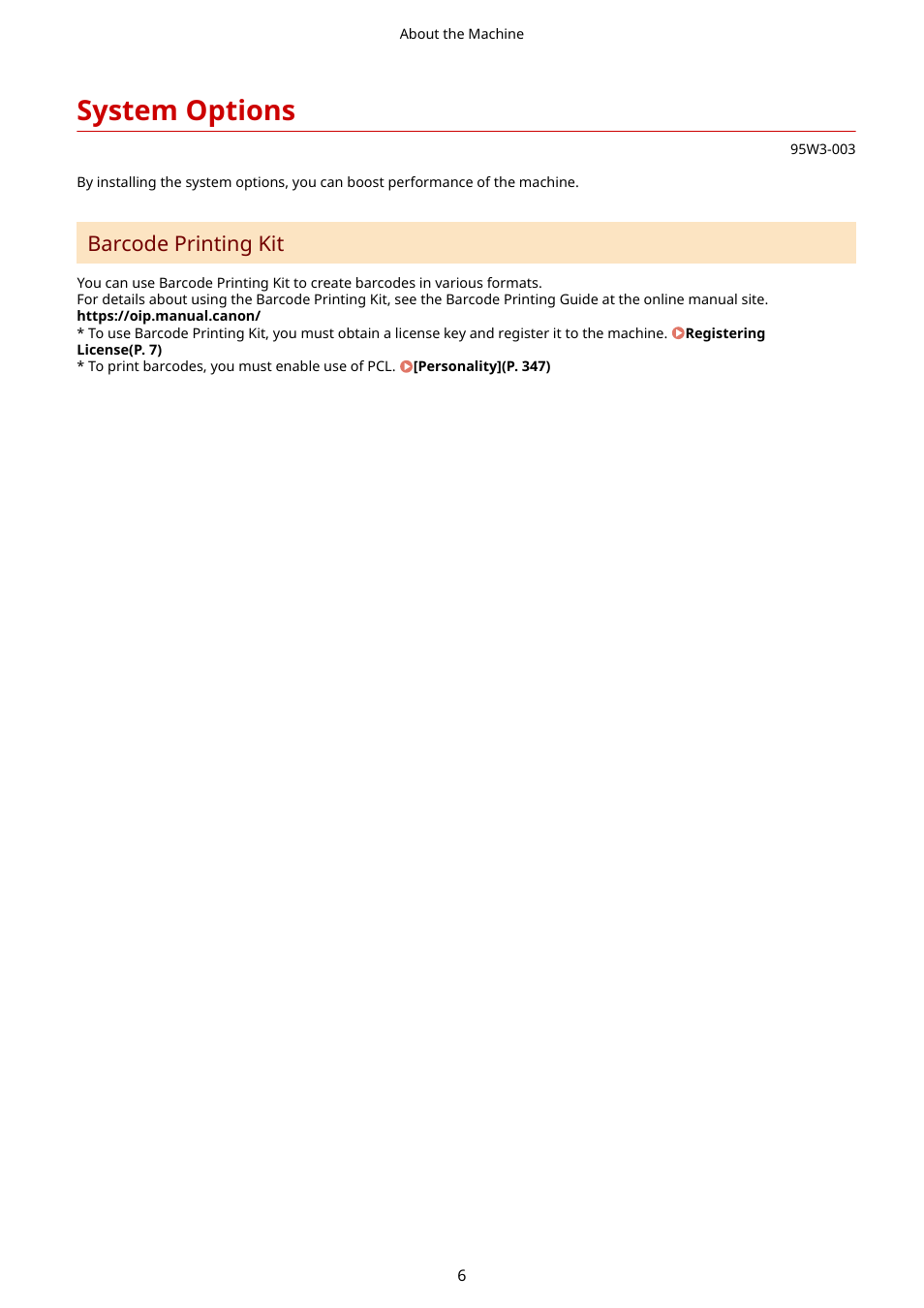 System options, Barcode printing kit | Canon imageCLASS LBP674Cdw Wireless Color Laser Printer User Manual | Page 14 / 565