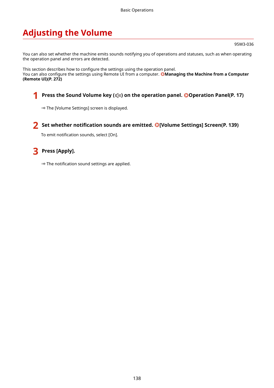 Adjusting the volume, Adjusting the volume(p. 138) | Canon imageCLASS LBP674Cdw Wireless Color Laser Printer User Manual | Page 146 / 565