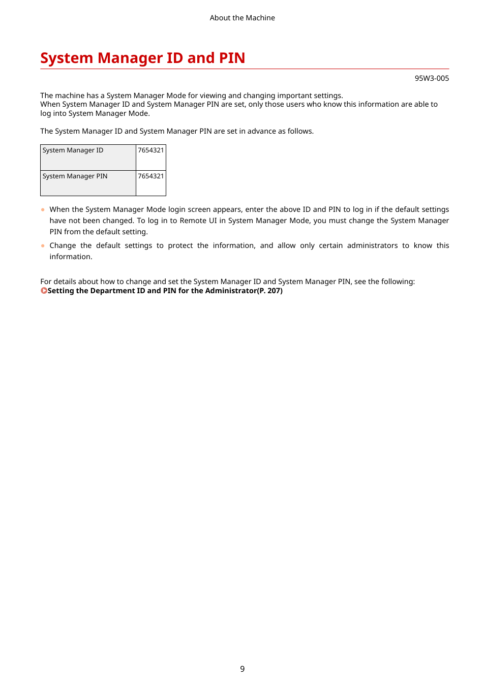 System manager id and pin, System manager id and pin(p. 9), Ess [log in]. system | Manager id and pin(p. 9) | Canon imageCLASS LBP674Cdw Wireless Color Laser Printer User Manual | Page 17 / 565